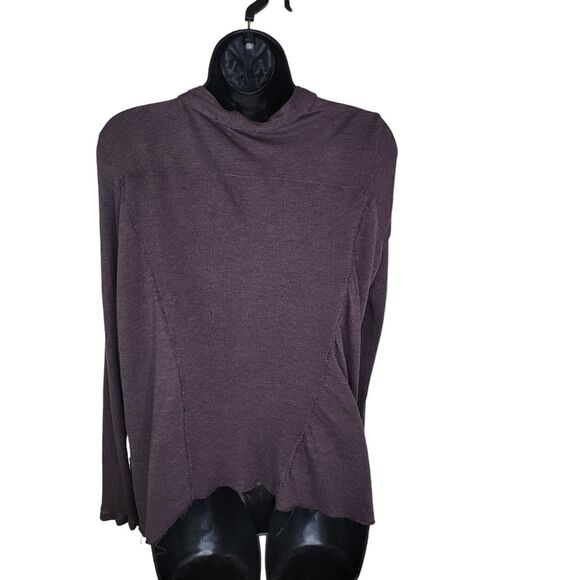 Bordeaux Anthropologie asymmetric modal cashmere blend cardigan size Large - Picture 2 of 6